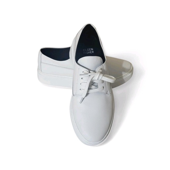 Eileen Fisher Shoes - Eileen Fisher White Leather Lace Up Platform Sneakers Cushioned Womens Sz 6.5M